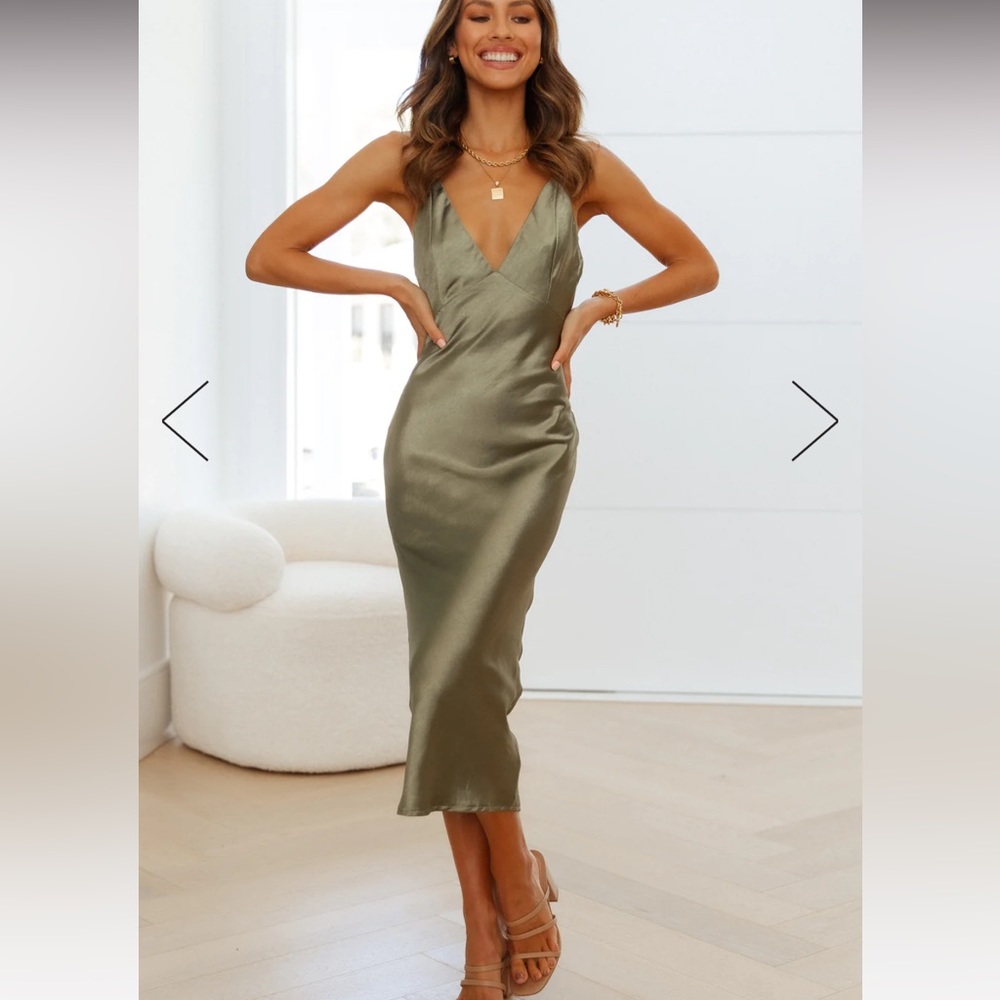 Text Me Later Midi Dress Green